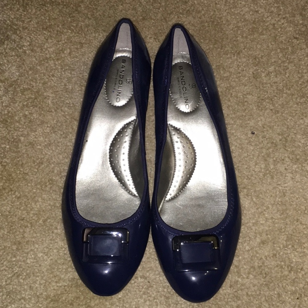 Navy Wedged Ballerina Slippers